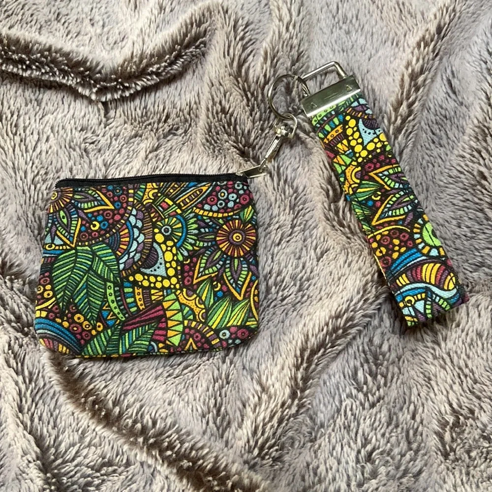 Colorful coin purse with wristlet